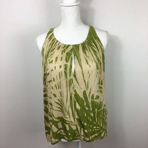 Kenneth Cole Tan Green Top Keyhole Details